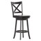 Merrick Lane Sora 30" Classic Wooden Crossback Swivel Bar Height Pub Stool with Upholstered Padded Seat and Integrated Footrest